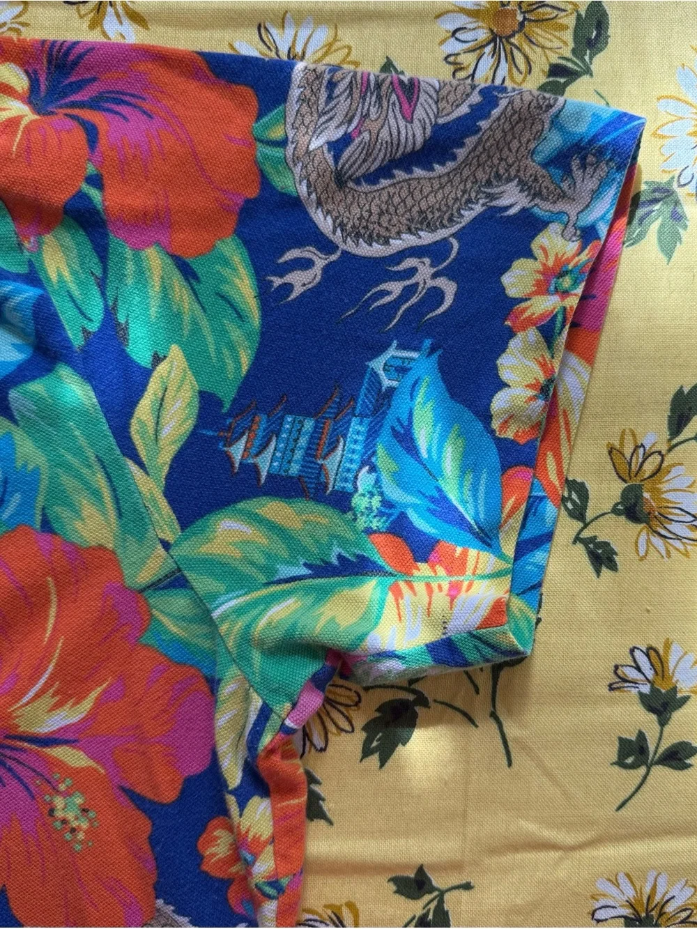 Vintage Polo Ralph Lauren Men’s XL Dragon Hibiscus Flower Short Sleeve Shirt